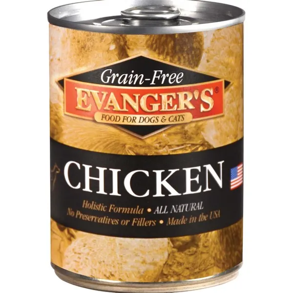 12/12.5oz Evanger's Grain-Free Chicken For Dogs & Cats - Food